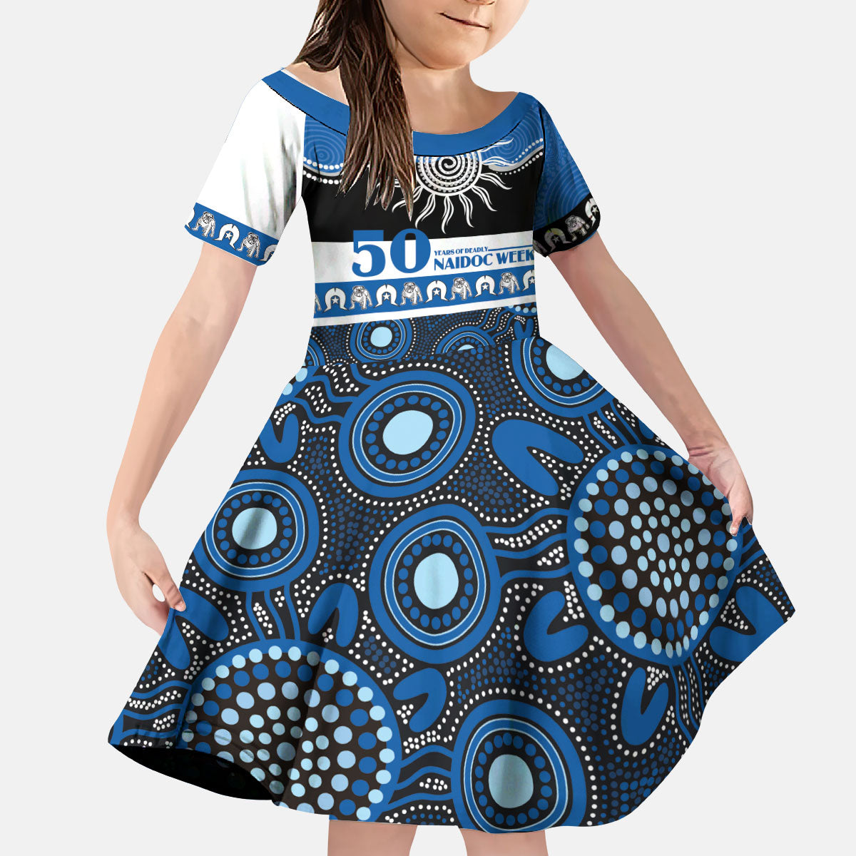 Bulldogs NAIDOC Week Personalised Kid Short Sleeve Dress Aboriginal Torres Strait Islanders Vibe