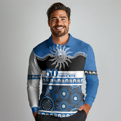 Bulldogs NAIDOC Week Personalised Long Sleeve Polo Shirt Aboriginal Torres Strait Islanders Vibe