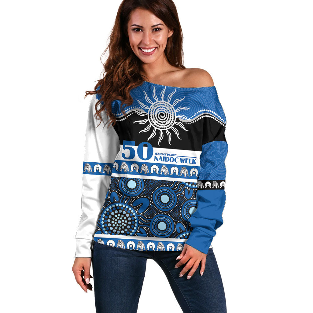 Bulldogs NAIDOC Week Personalised Off Shoulder Sweater Aboriginal Torres Strait Islanders Vibe