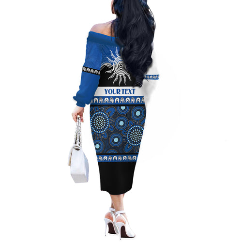 Bulldogs NAIDOC Week Personalised Off The Shoulder Long Sleeve Dress Aboriginal Torres Strait Islanders Vibe