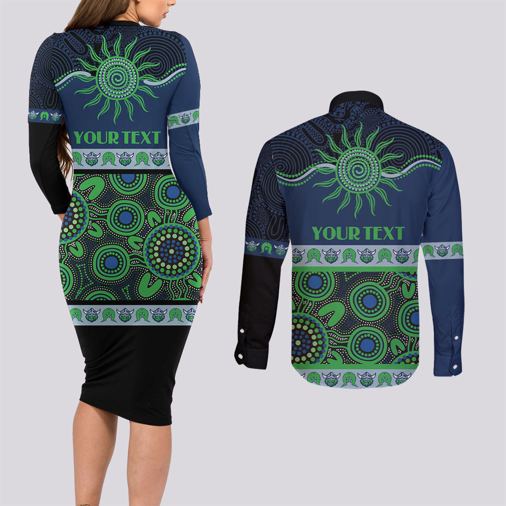 Raiders NAIDOC Week Personalised Couples Matching Long Sleeve Bodycon Dress and Long Sleeve Button Shirt Aboriginal Torres Strait Islanders Vibe