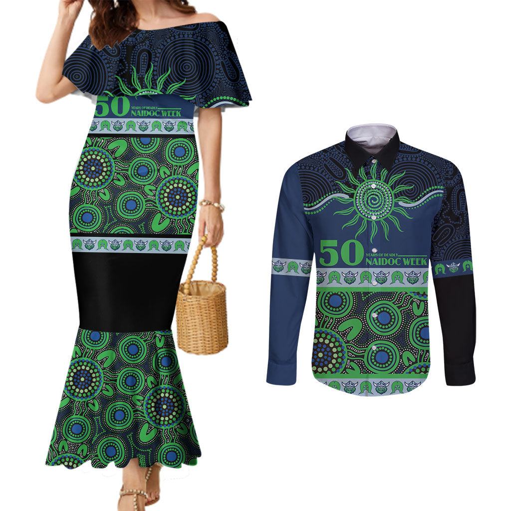 Raiders NAIDOC Week Personalised Couples Matching Mermaid Dress and Long Sleeve Button Shirt Aboriginal Torres Strait Islanders Vibe