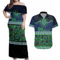 Raiders NAIDOC Week Personalised Couples Matching Off Shoulder Maxi Dress and Hawaiian Shirt Aboriginal Torres Strait Islanders Vibe