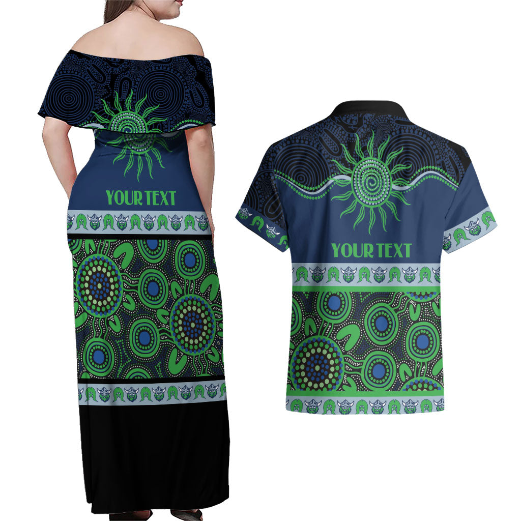 Raiders NAIDOC Week Personalised Couples Matching Off Shoulder Maxi Dress and Hawaiian Shirt Aboriginal Torres Strait Islanders Vibe