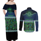 Raiders NAIDOC Week Personalised Couples Matching Off Shoulder Maxi Dress and Long Sleeve Button Shirt Aboriginal Torres Strait Islanders Vibe