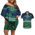 Raiders NAIDOC Week Personalised Couples Matching Off Shoulder Short Dress and Hawaiian Shirt Aboriginal Torres Strait Islanders Vibe