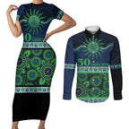 Raiders NAIDOC Week Personalised Couples Matching Short Sleeve Bodycon Dress and Long Sleeve Button Shirt Aboriginal Torres Strait Islanders Vibe