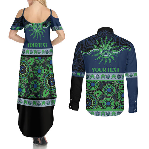 Raiders NAIDOC Week Personalised Couples Matching Summer Maxi Dress and Long Sleeve Button Shirt Aboriginal Torres Strait Islanders Vibe