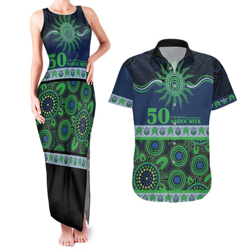 Raiders NAIDOC Week Personalised Couples Matching Tank Maxi Dress and Hawaiian Shirt Aboriginal Torres Strait Islanders Vibe