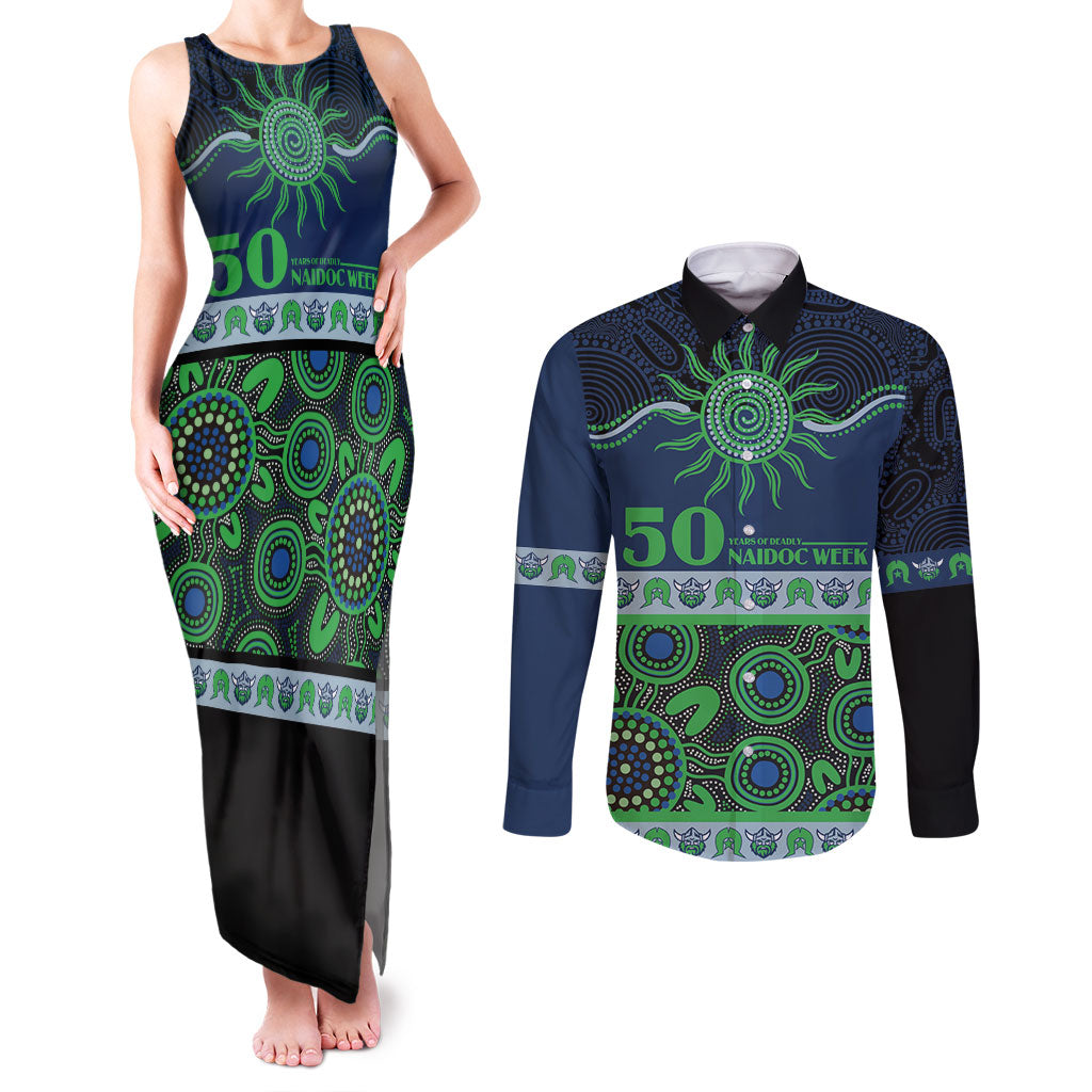 Raiders NAIDOC Week Personalised Couples Matching Tank Maxi Dress and Long Sleeve Button Shirt Aboriginal Torres Strait Islanders Vibe
