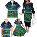 Raiders NAIDOC Week Personalised Family Matching Off The Shoulder Long Sleeve Dress and Hawaiian Shirt Aboriginal Torres Strait Islanders Vibe