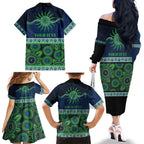 Raiders NAIDOC Week Personalised Family Matching Off The Shoulder Long Sleeve Dress and Hawaiian Shirt Aboriginal Torres Strait Islanders Vibe