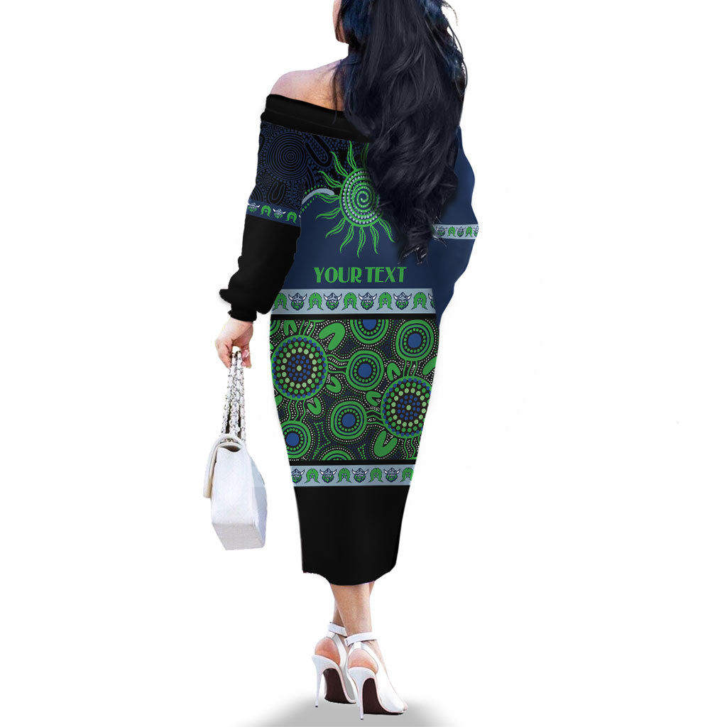 Raiders NAIDOC Week Personalised Family Matching Off The Shoulder Long Sleeve Dress and Hawaiian Shirt Aboriginal Torres Strait Islanders Vibe