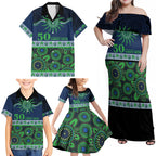 Raiders NAIDOC Week Personalised Family Matching Off Shoulder Maxi Dress and Hawaiian Shirt Aboriginal Torres Strait Islanders Vibe