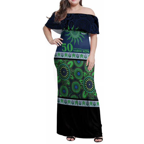 Raiders NAIDOC Week Personalised Family Matching Off Shoulder Maxi Dress and Hawaiian Shirt Aboriginal Torres Strait Islanders Vibe