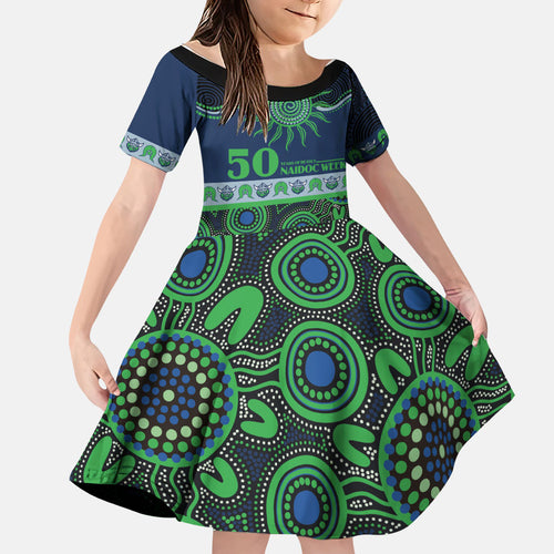 Raiders NAIDOC Week Personalised Family Matching Off Shoulder Short Dress and Hawaiian Shirt Aboriginal Torres Strait Islanders Vibe