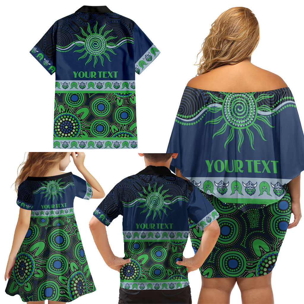 Raiders NAIDOC Week Personalised Family Matching Off Shoulder Short Dress and Hawaiian Shirt Aboriginal Torres Strait Islanders Vibe