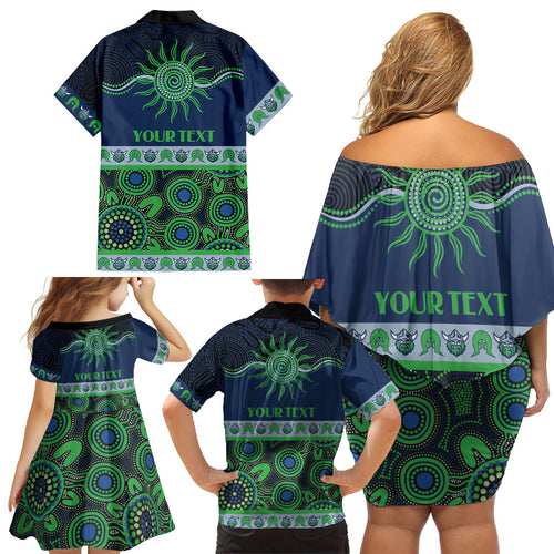 Raiders NAIDOC Week Personalised Family Matching Off Shoulder Short Dress and Hawaiian Shirt Aboriginal Torres Strait Islanders Vibe