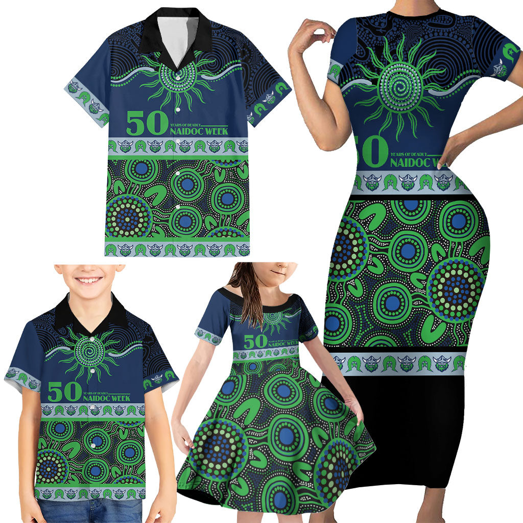 Raiders NAIDOC Week Personalised Family Matching Short Sleeve Bodycon Dress and Hawaiian Shirt Aboriginal Torres Strait Islanders Vibe
