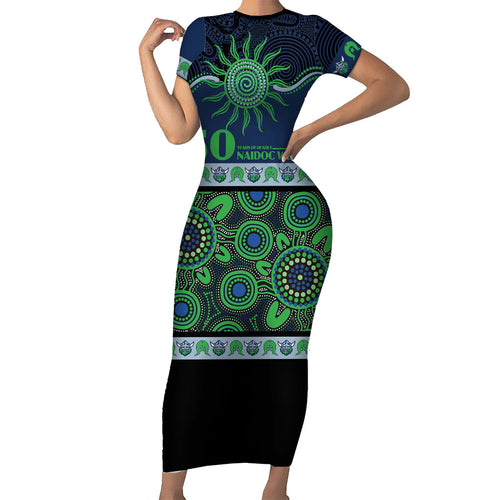 Raiders NAIDOC Week Personalised Family Matching Short Sleeve Bodycon Dress and Hawaiian Shirt Aboriginal Torres Strait Islanders Vibe