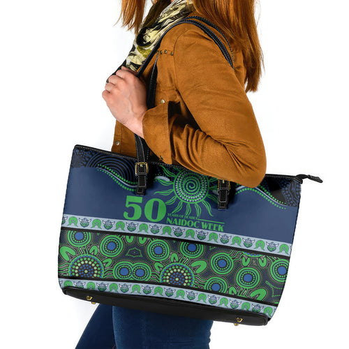 Raiders NAIDOC Week Leather Tote Bag Aboriginal Torres Strait Islanders Vibe