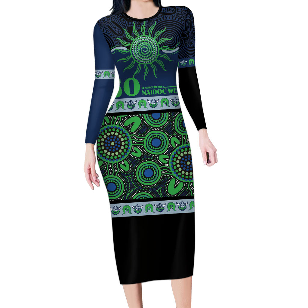 Raiders NAIDOC Week Personalised Long Sleeve Bodycon Dress Aboriginal Torres Strait Islanders Vibe