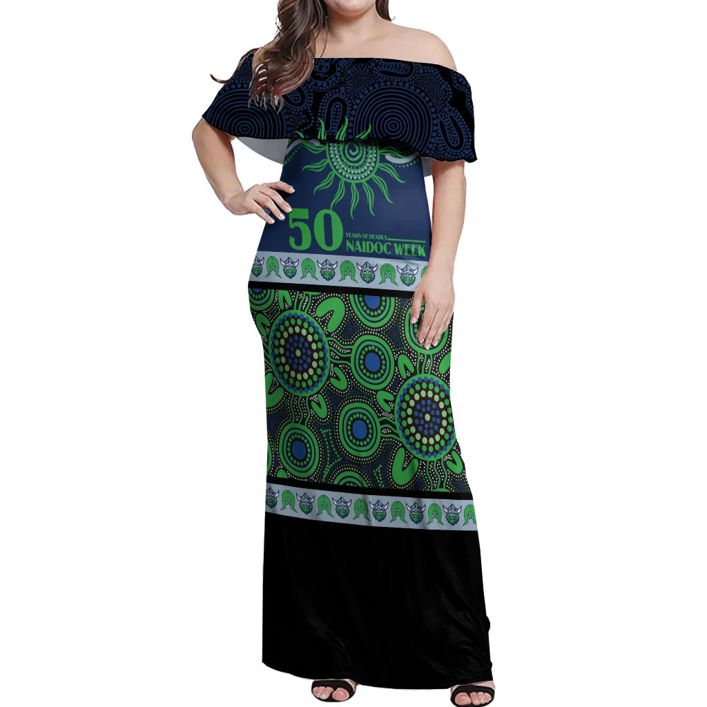 Raiders NAIDOC Week Personalised Off Shoulder Maxi Dress Aboriginal Torres Strait Islanders Vibe