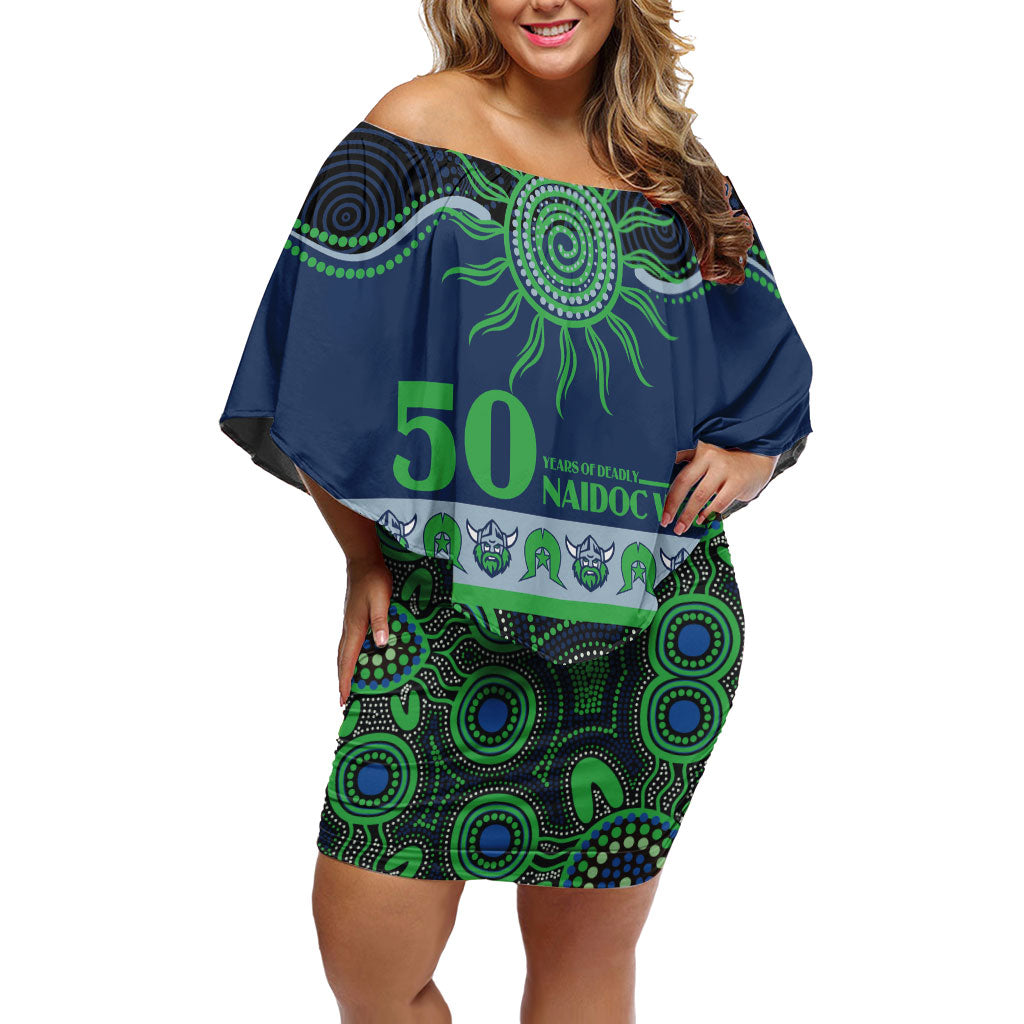Raiders NAIDOC Week Personalised Off Shoulder Short Dress Aboriginal Torres Strait Islanders Vibe