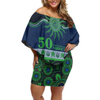 Raiders NAIDOC Week Personalised Off Shoulder Short Dress Aboriginal Torres Strait Islanders Vibe