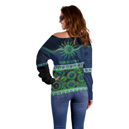 Raiders NAIDOC Week Personalised Off Shoulder Sweater Aboriginal Torres Strait Islanders Vibe