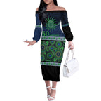 Raiders NAIDOC Week Personalised Off The Shoulder Long Sleeve Dress Aboriginal Torres Strait Islanders Vibe