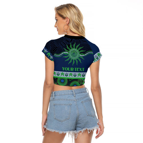 Raiders NAIDOC Week Personalised Raglan Cropped T Shirt Aboriginal Torres Strait Islanders Vibe