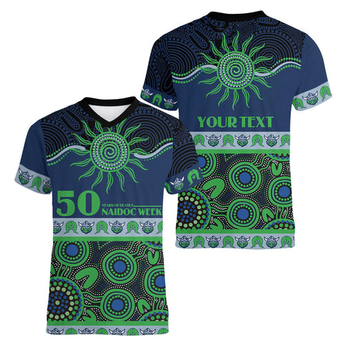 Raiders NAIDOC Week Personalised Women V-Neck T-Shirt Aboriginal Torres Strait Islanders Vibe