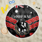 Custom Magpies Football Beach Blanket ANZAC Lest We Forget