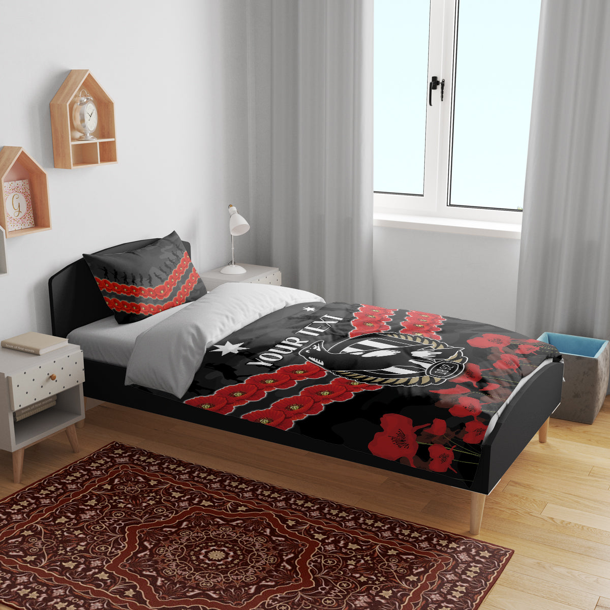 Custom Magpies Football Bedding Set ANZAC Lest We Forget