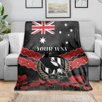 Custom Magpies Football Blanket ANZAC Lest We Forget