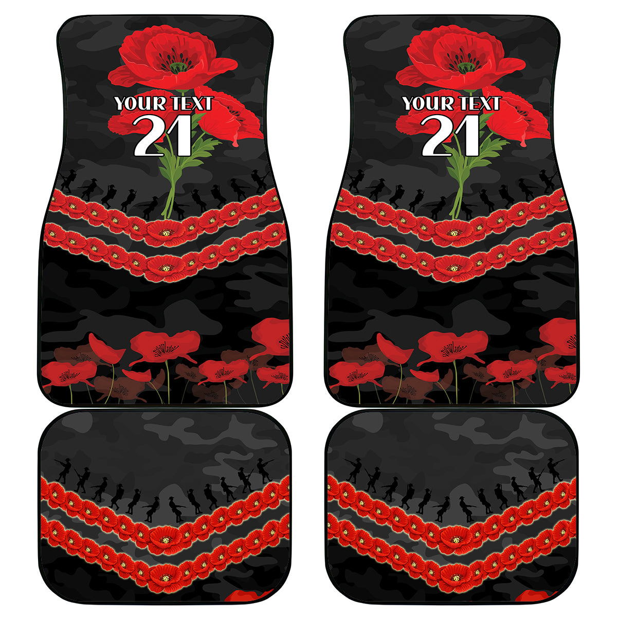 Custom Magpies Football Car Mats ANZAC Lest We Forget