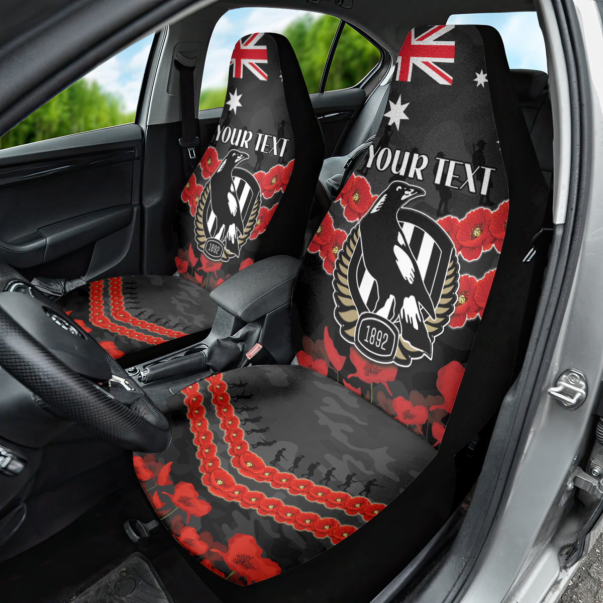 Custom Magpies Football Car Seat Cover ANZAC Lest We Forget
