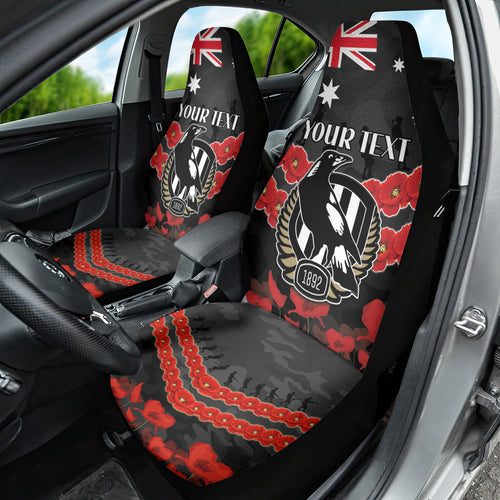 Custom Magpies Football Car Seat Cover ANZAC Lest We Forget