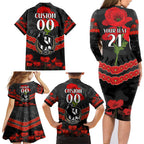 Custom Magpies Football Family Matching Long Sleeve Bodycon Dress and Hawaiian Shirt ANZAC Lest We Forget