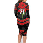 Custom Magpies Football Family Matching Long Sleeve Bodycon Dress and Hawaiian Shirt ANZAC Lest We Forget