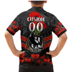Custom Magpies Football Family Matching Mermaid Dress and Hawaiian Shirt ANZAC Lest We Forget