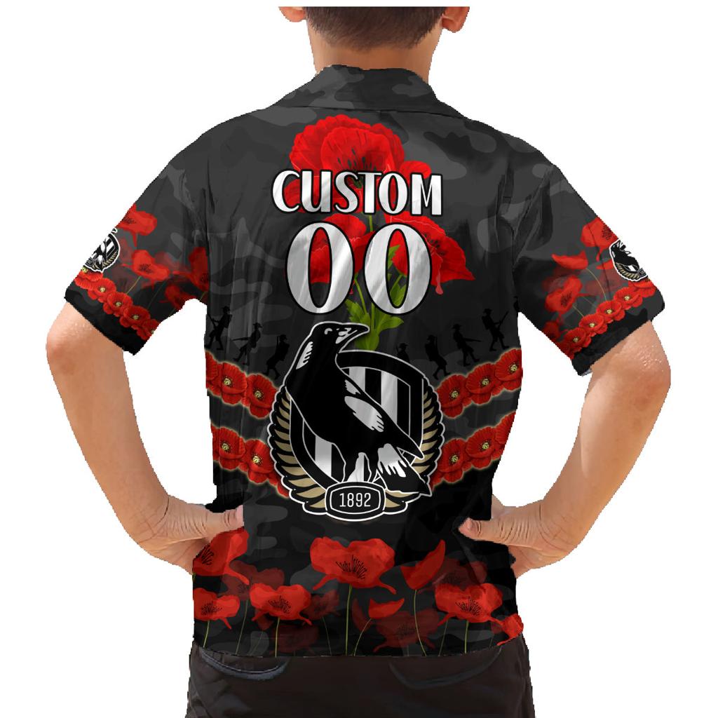 Custom Magpies Football Family Matching Mermaid Dress and Hawaiian Shirt ANZAC Lest We Forget