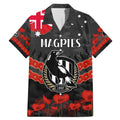Custom Magpies Football Family Matching Mermaid Dress and Hawaiian Shirt ANZAC Lest We Forget