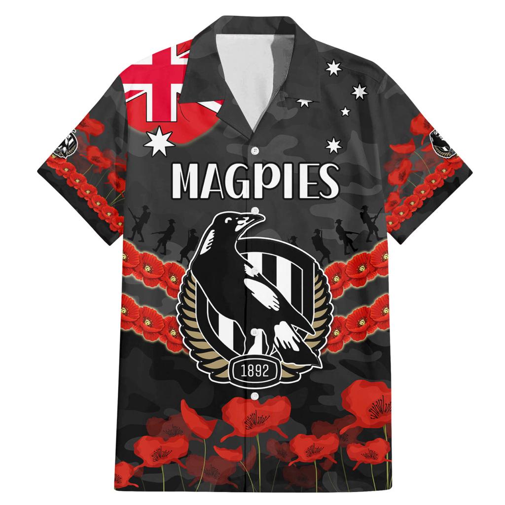 Custom Magpies Football Family Matching Mermaid Dress and Hawaiian Shirt ANZAC Lest We Forget