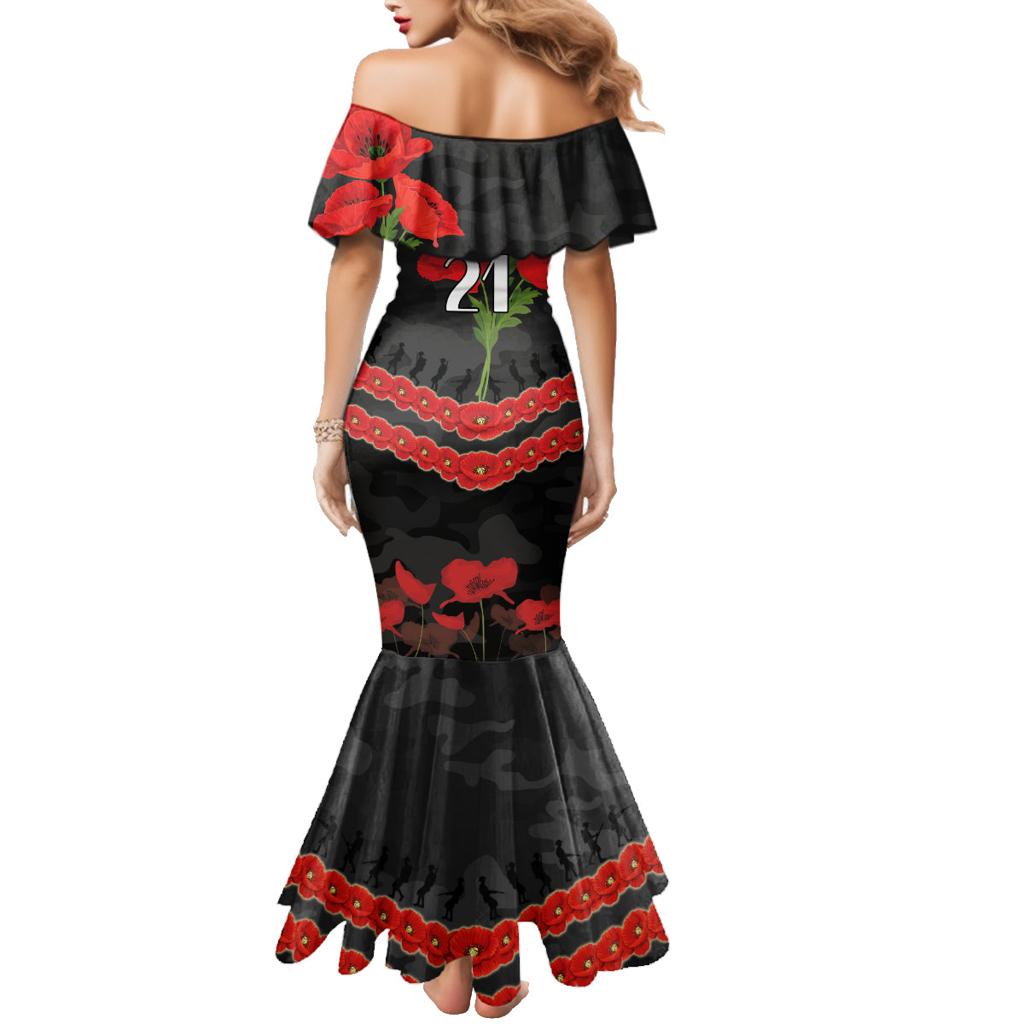 Custom Magpies Football Family Matching Mermaid Dress and Hawaiian Shirt ANZAC Lest We Forget