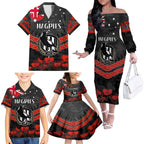 Custom Magpies Football Family Matching Off The Shoulder Long Sleeve Dress and Hawaiian Shirt ANZAC Lest We Forget