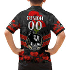 Custom Magpies Football Family Matching Off Shoulder Maxi Dress and Hawaiian Shirt ANZAC Lest We Forget