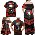 Custom Magpies Football Family Matching Off Shoulder Maxi Dress and Hawaiian Shirt ANZAC Lest We Forget