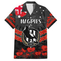 Custom Magpies Football Family Matching Off Shoulder Maxi Dress and Hawaiian Shirt ANZAC Lest We Forget